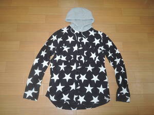 SOPHNET. ソフネット 星柄 フランネル パーカー シャツ S 黒白☆ / スター STAR COTTON FLANNEL SWEAT HOODY SHIRT