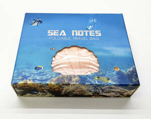 *[s3e03]　SEA NOTES FOLDABLE TRAVEL BAG トートバッグ 折りたたみ式 　貝殻ポーチ型　 420×360mm ★ 未使用品