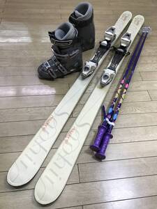 ☆★☆2025スタートセール！レディース４点セットN344　スキーROSSIGNOL　SAPHIR　150cm/ 靴 GENFACTORY　23.0-23.5cm/ POLE新品105cm