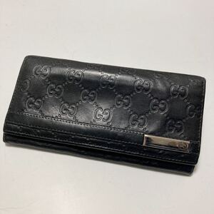 ★GUCCI グッチ シマ 二つ折り 長財布 ブラック 中古【鑑定済み 本物保証】