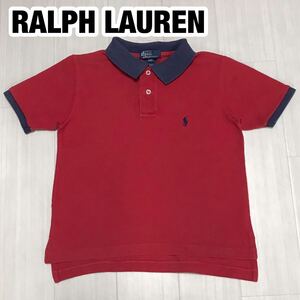 POLO BY RALPH LAUREN ポロ バイ ラルフローレン 半袖ポロシャツ 4/4T レッド×ネイビー 刺繍ポニー キッズ