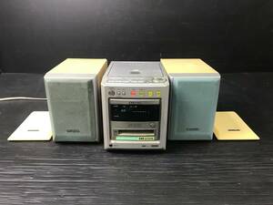 湘/aiwa/MD/CDコンポ/スピーカー付/XRMD110/SXLM-77/動作不可/シルバー/木目調/リモコン欠品/スピーカーカバー一対付/アイワ/4.12-101 MO