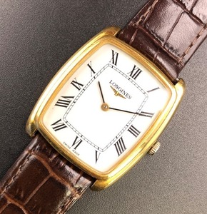 ◆時計◆『WH-11774』★LONGINES(ロンジン)★ゴールド・クッション型 ホワイトローマ・メカニカル★稼働品★