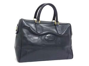 1円 ■美品■ CELINE セリーヌ ヴィンテージ レザー ハンドバッグ トート レディース メンズ ブラック系 FJ3297