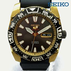 【可動品】SEIKO セイコー 5スポーツ 4R36-00B0 腕時計 24石 オートマチック 裏スケルトン デイデイト 文字盤/ブラック