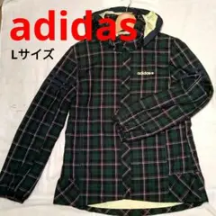 【美品】adidas チェック柄 フード付きジャケット Lサイズ 男女兼用