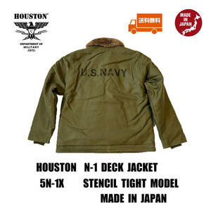 送料無料【HOUSTON】ヒューストン 5N-1X デッキジャケット ステンシル-タイトモデル 38 OD 日本製￥33880 新品