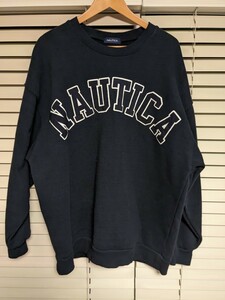 値下げ【送料込み】NAUTICA ノーティカ スウェット XL ネイビー ロゴ 美品 トップス SNS 話題 