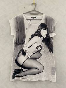 HYSTERIC GLAMOUR Bettie Page Tシャツ フリーサイズ レディース ヒステリックグラマー ベティ・ペイジ カットソー ヴィンテージ加工