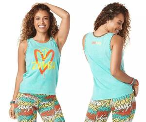 ZUMBA Love Over Likes Tank-Teal Me Everything- ズンバウェア　タンクトップ　ラブ　ハート　ミント色