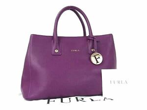 1円 ■美品■ FURLA フルラ レザー ハンドバッグ トート レディース パープル系 AZ5014