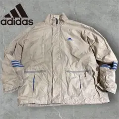 【G89】90s adidasアディダス刺繍ロゴ中綿ジャケット　ベージュ