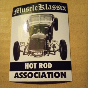 即決 ＭＵＳＣＬＥ ＫＬＡＳＳＩＸ ＨＯＴ ＲＯＤ ＡＳＳＯＣＩＡＴＩＯＮ ステッカー シール ガレージ ヘルメット アメ車 ガラス