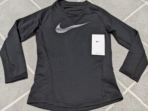 新品未使用 NIKE 130 スポーツウェア フットサル ナイキ プラクティスシャツ サッカー ドライフィット DRI-FIT 長袖 インナー ブラック 黒