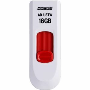 【新品】（まとめ）アドテック USB2.0スライド式フラッシュメモリ 16GB ホワイト/レッド AD-USTW16G-U2R 1個【×3セット】
