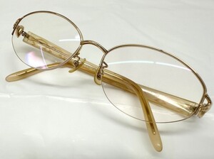 1000円スタート メガネ(眼鏡) K18PG フェラガモ 1651K K18PG 52□17 135 Salvatore Ferragamo ハーフリム 総重量約34.3g / 12 LL40007