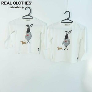 ☆【未使用】Shabby/シャビー 長袖 Tシャツ KIDS/キッズサイズ ホワイト 犬の散歩 2点セット /000