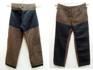 ●即決[M]MOUNTAIN RESEARCH 07年 W-KNEE PANTS ウール ヘリンボーン ストライプ ダブルニー マウンテンリサーチ パンツ■R373