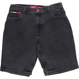 古着 トミーヒルフィガー TOMMY HILFIGER JEANS ブラックデニムショーツ ショートパンツ メンズw34 /eaa451329