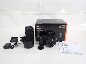 【良品】 SONY ソニー α6400/ILCE-6400Y ダブルズーム ミラーレス一眼 16-50mm F3.5-5.6/55-210mm F4.5-6.3 元箱付 ∴ 6E564-2