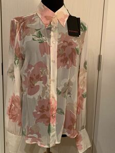 新品タグ付　ESCADA エスカーダ シルク　花柄　シアーブラウス　34