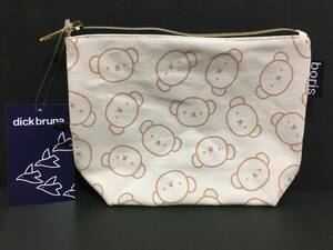 miffy/ミッフィー　コットンポーチ☆彡　こぐまのボリス 総柄　アイボリー☆　コスメポーチ　マルチケース　新品　スモール・プラネット