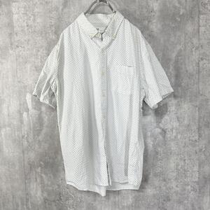 GAP ギャップ Lサイズ ドット柄 半袖 シャツ メンズ 綿100％ ホワイト スタンダードフィット コットン 古着 WHITE USED品