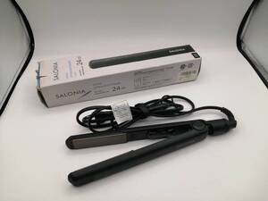 【管①】SALONIA HAIR STRAIGHTENER BLACK 24mm SL-004S/サロニア ストレートヘアアイロン /中古　