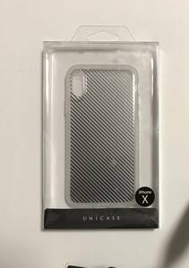 Ｍ27-1: iphoneケース 新品 UNiCASE 送料込　MONOCHROME CASE for iPhoneXS/X (Slash Stripe Black)ストライプ