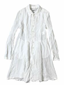 (D) robe de chambre COMME des GARCONS コムデギャルソン ポリエステル 縮絨 ポリ縮 ロング ワンピース M ホワイト (ma)