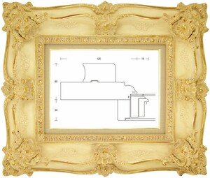 額縁 油彩額縁 油絵額縁 木製フレーム ルイ式角花ニ段 金+アイボリー サイズM60号