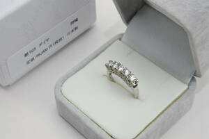 銀９２５ ダイヤモンド（５個付き）指輪　　7号　 2.5ｇ 日本製　美品　①