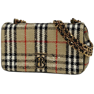 バーバリー BURBERRY スモールローラ チェーン ショルダーバッグ TB ショルダーバッグ ファブリック ベージュ レディース 【中古】