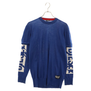 DIESEL ディーゼル K-BETTE PULLOVER レイヤード クルーネック ニットセーター ブルー