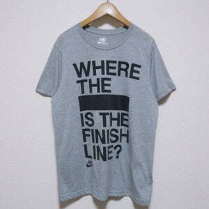 ■NIKE ナイキ■FINISH LINE? プリント Tシャツ■メンズ XL X-LARGE SLIM FIT 霜降りグレー■old ビンテージ 00s 90s