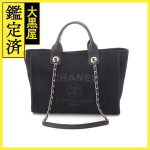 CHANEL シャネル ドーヴィルＭＭ ブラック／ＧＰ キャンバス／レザー【430】2148103741821