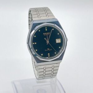 【1円スタート】稼働品 RADO ラドー BALVOA バルボア 732/9592.3 シルバー 黒文字盤 デイト クオーツ メンズ腕時計