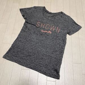 12★ SHIPS 半袖 リネン Tシャツ SHOWN Personality プリント 日本製 グレー ピンク レディース シップス