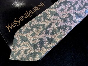 ♪今週の特売980円～♪3646♪良品【YSL】サンローラン【葉っぱ 植物 柄】ネクタイ♪