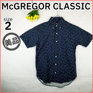 美品 マクレガー クラシック ボタンダウン 半袖 メンズ 2サイズ(M) ネイビー 星柄 McGREGOR CLASSIC 【T135】