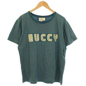 グッチ GUCCI 新宿店限定 Tシャツ カットソー スター 総柄 プリント 半袖 青緑 ブルー グリーン 493117 /TK メンズ