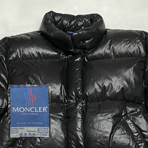 超軽量 モンクレール 青タグ マットシャイニーブラック ダウンジャケット サイズ1 MONCLER グルノーブル ビンテージ古着 90