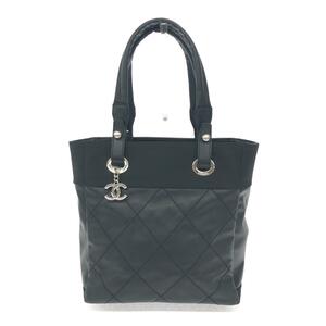 美品◆CHANEL シャネル パリビアリッツ トートバッグ◆A34208/シール有17番台 ブラック コーティングキャンバス レディース bag 鞄