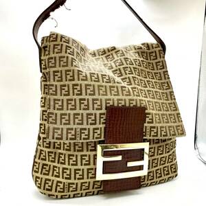 AY1570■FENDI フェンディ ズッキーノ柄 マンマバケット Bag バッグ 鞄 ショルダーバッグ ワンショルダー ブランド 中古 ブラウン 茶色