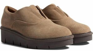 Clarks 25cm 軽量 ペブル スエード レザー ウエッジ オフィス ローファー パンプス サイドゴア スリッポン スニーカー ブーツ at50