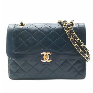 1円 良品 CHANEL シャネル パリ限定 ミニ マトラッセ21 ココマーク ターンロック Wチェーン Wフラップ ショルダー バッグ ネイビー a3378