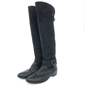 良好◆DIANA ダイアナ ロング ブーツ 23 1/2◆ ブラック レザー レディース 靴 シューズ ブーティー boots