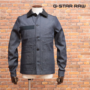 1円/G-STAR RAW/XSサイズ/カバーオール WORKER OVERSHIRT D18157-C518 ハリ コシ◎ 無地 ワーク ストリート 新品/紺/ネイビー/jh218/