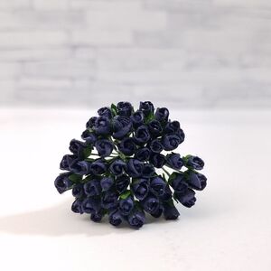 造花[ミニ・ペーパーフラワー バラのつぼみ（紺色B #174） 直径約3-5mm 50本] 手作り ハンドメイド アートフラワー ミニチュア