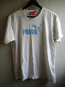 【puma】 Tシャツ メンズ サイズ:Ｍ 色:ホワイト 身丈:66 身幅:47 肩幅:43/MAG